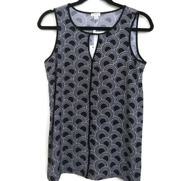 Spense Black Circle Pattern Sleeveless Top  M - Picture 1 of 6